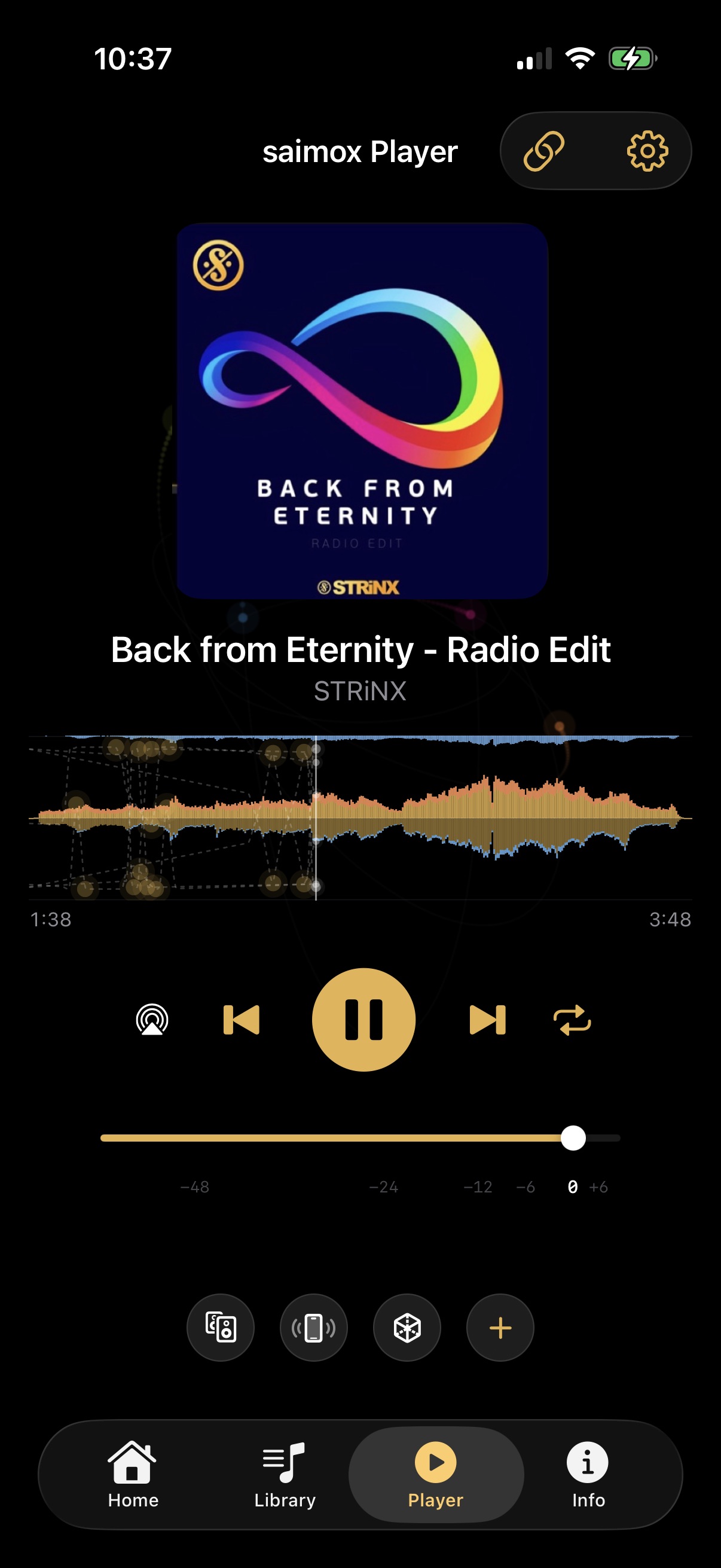 Player tab on iPhone
