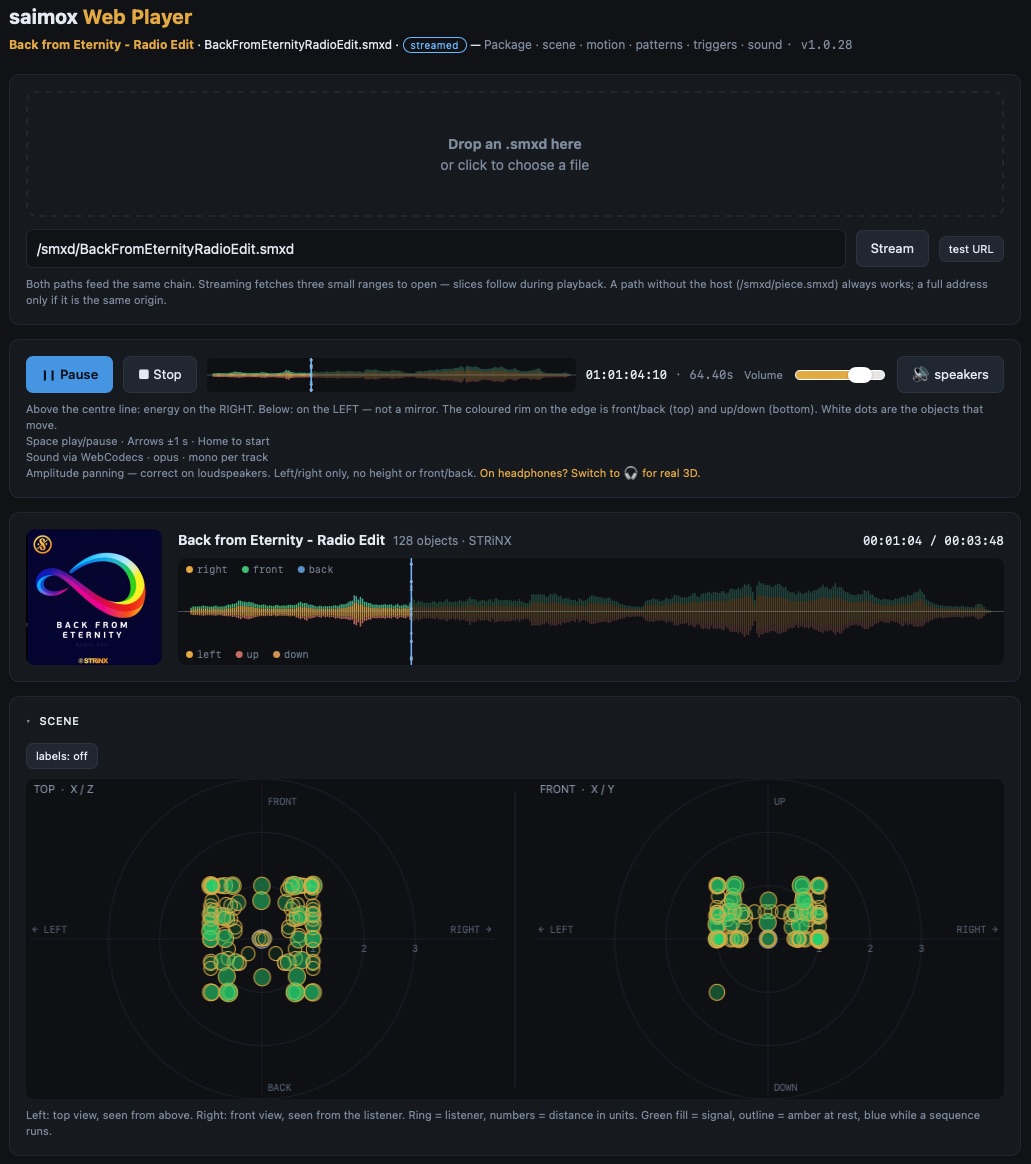 The full web player with scene views